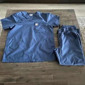 MENS CARHARTT NAVY BLUE SCRUBS SET MEDIUM
